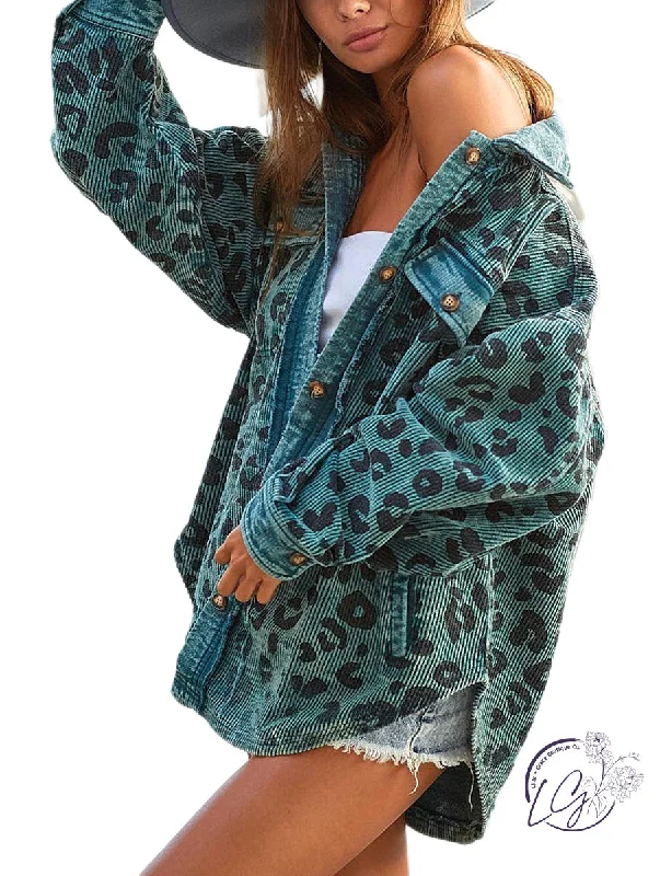Cozy Vibes VINTAGE WASHED LEOPARD CORDUROY BUTTONED