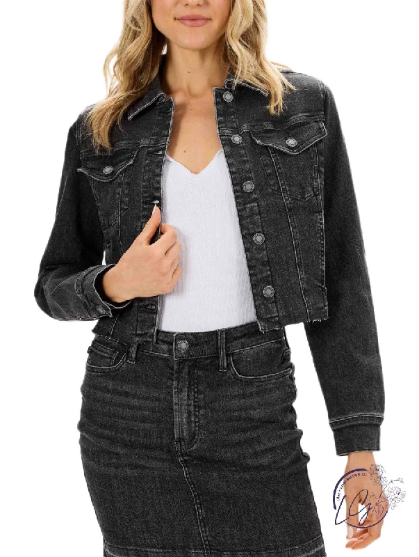Fashion Must-have Greyson Black Denim Cropped Jacket By Judy Blue