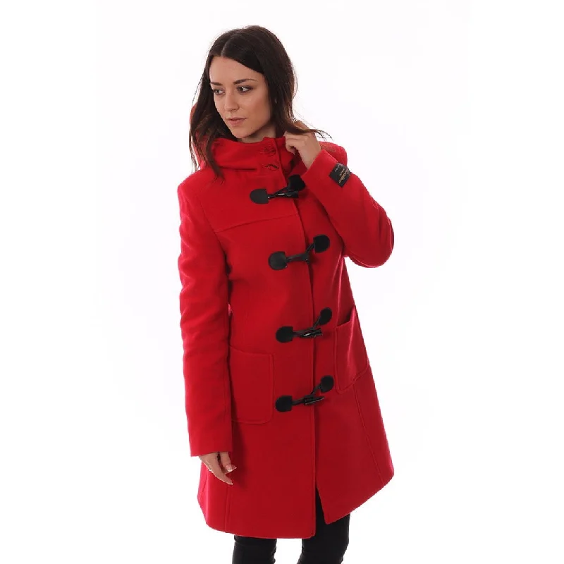 Urban Design Sense Women's Cashmere Duffle Coat in Red