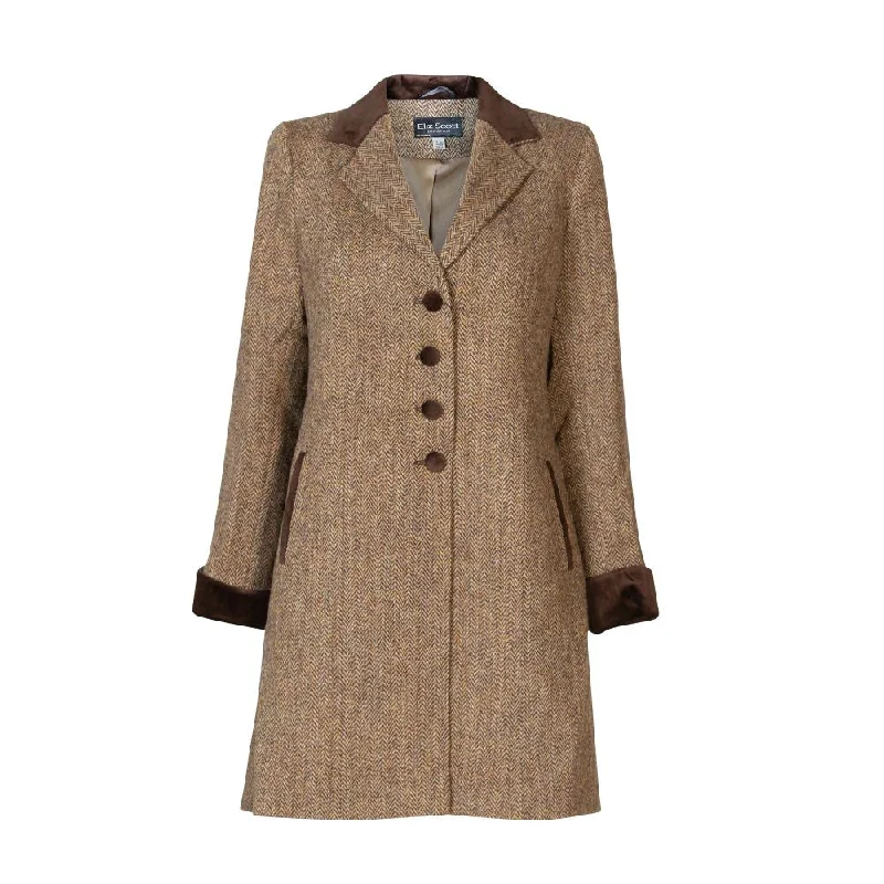 Trendy Items Women's Harris Tweed Coat - Tara - Brown Herringbone