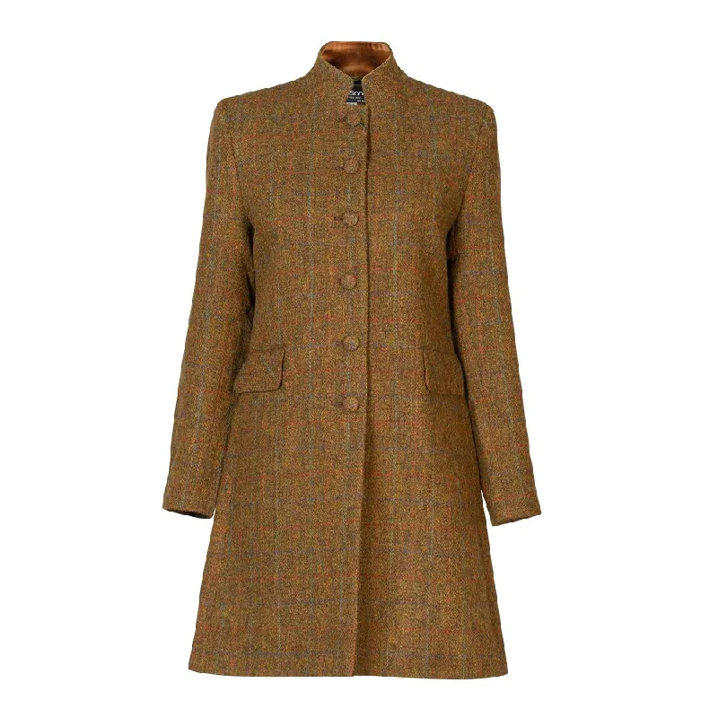 Simple Design Women's Harris Tweed Jacket - Sammie - Brown Check