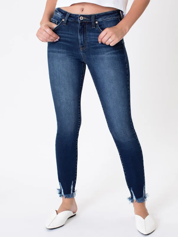 Sports Yoga Style Aubree High Rise Frayed Hem Ankle Skinny By KanCan