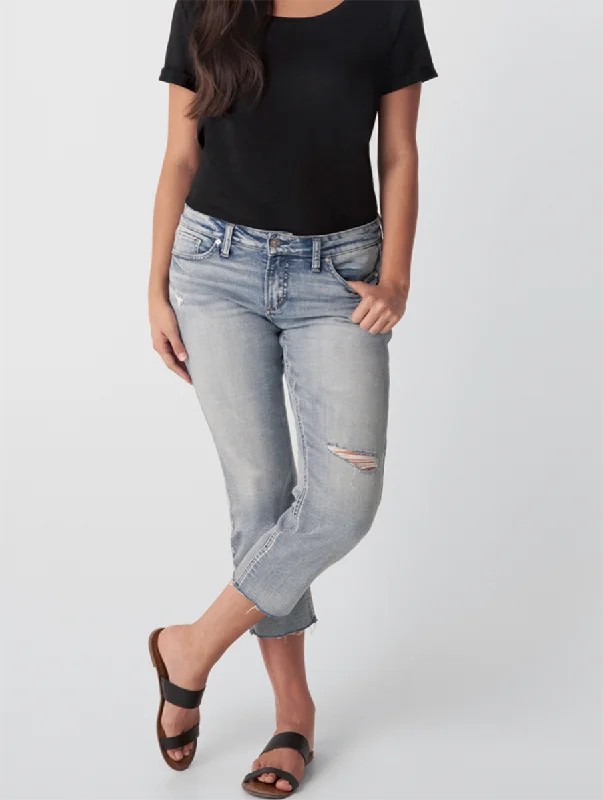 Elegant Classic Elyse Mid-Rise Straight Crop Jean by Silver Jeans