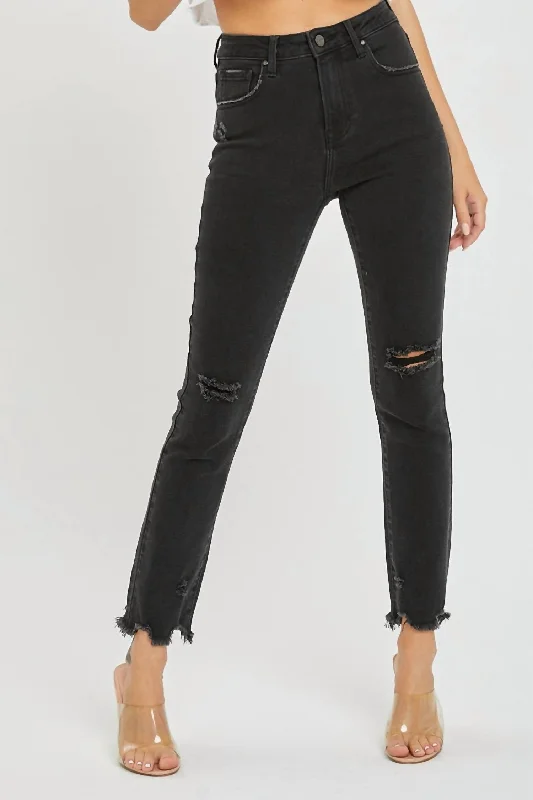 Hannah High Rise Straight Jeans In Black