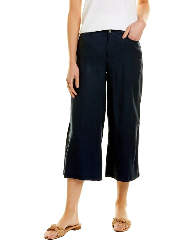 NYDJ Petite Cropped Wide Leg Linen-Blend Pant