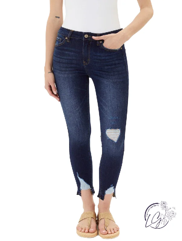 Dessert Matching Serena High-Rise Hem Detail Ankle Skinny by KanCan