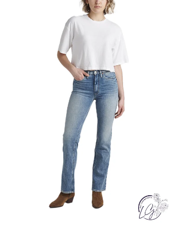 Simple Solid Color Vintage High Rise Bootcut Jeans By Silver Jeans