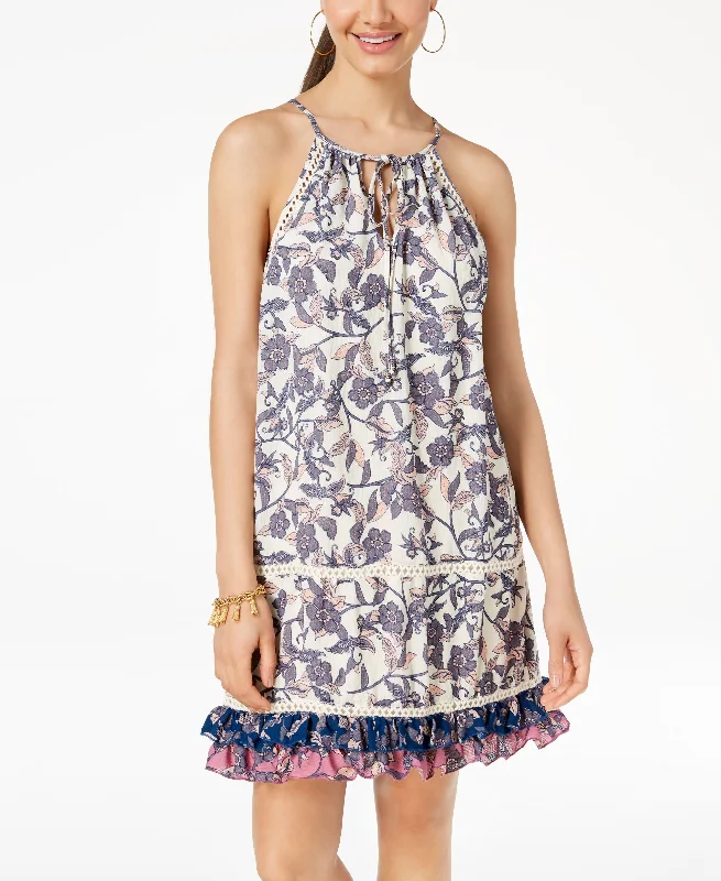 City Studios Juniors Printed Crochet Trimmed Swing Dress