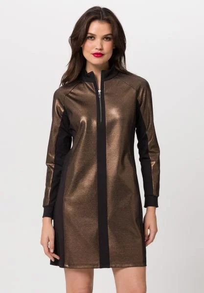 Tuzzi Metallic Bronze Long Sleeved Dress