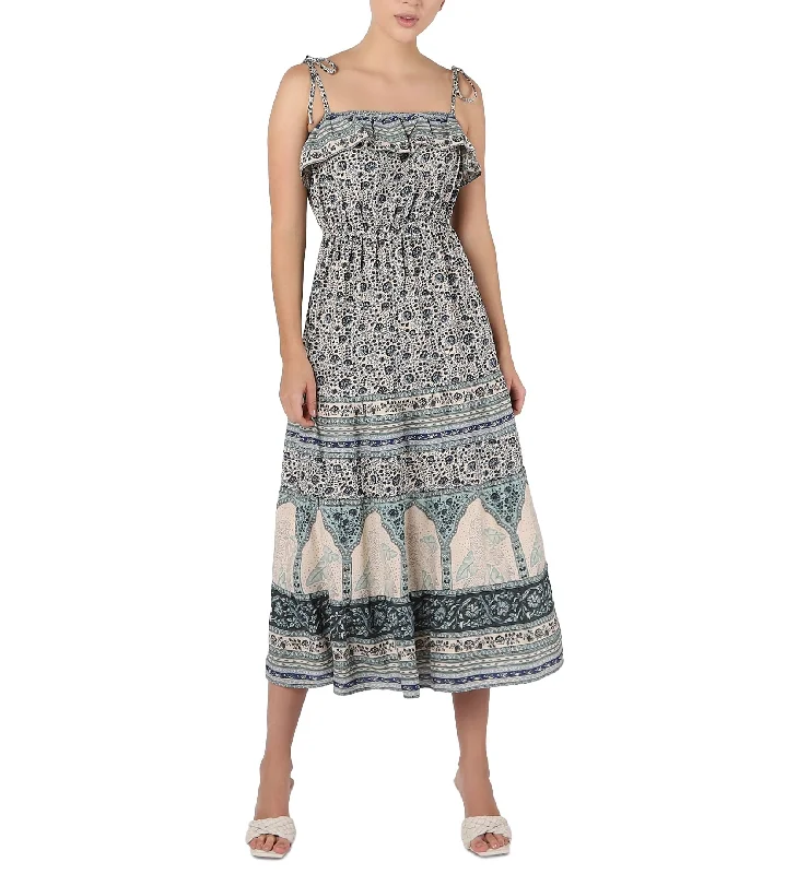 Women's Ruffled-Neckline Maxi Dress