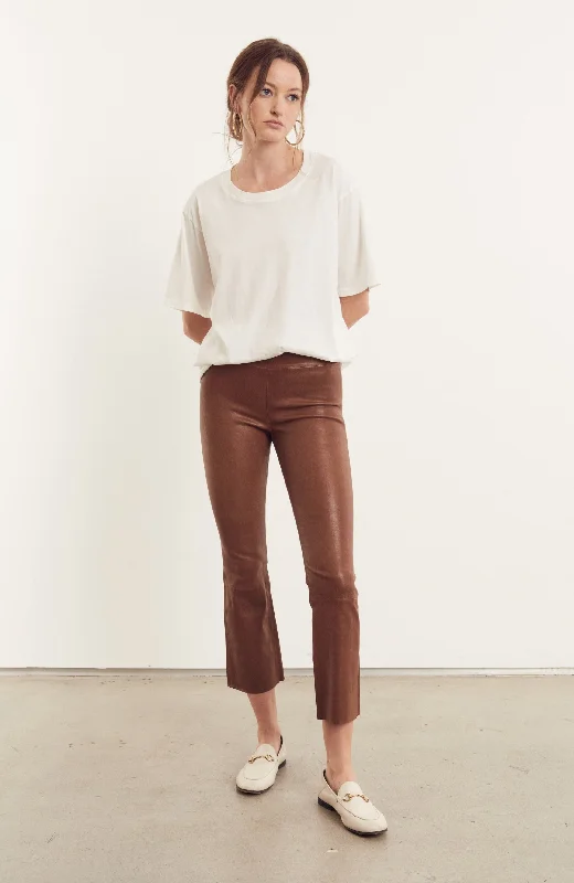 Cocoa Leather Crop Flare