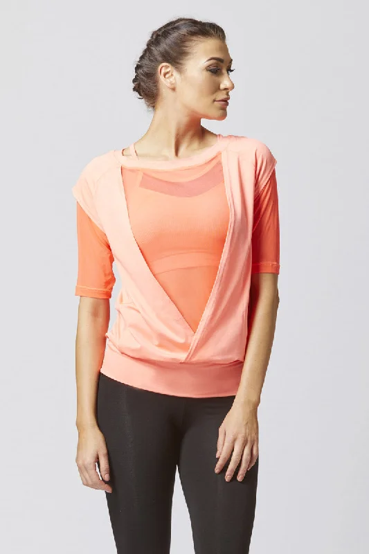 Reversible Mesh Inset Yoga Tee Orange