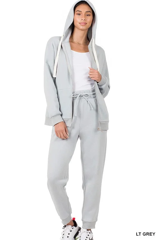 ZIPPER HOODIE SWEAT JACKET & SWEAT PANTS SET