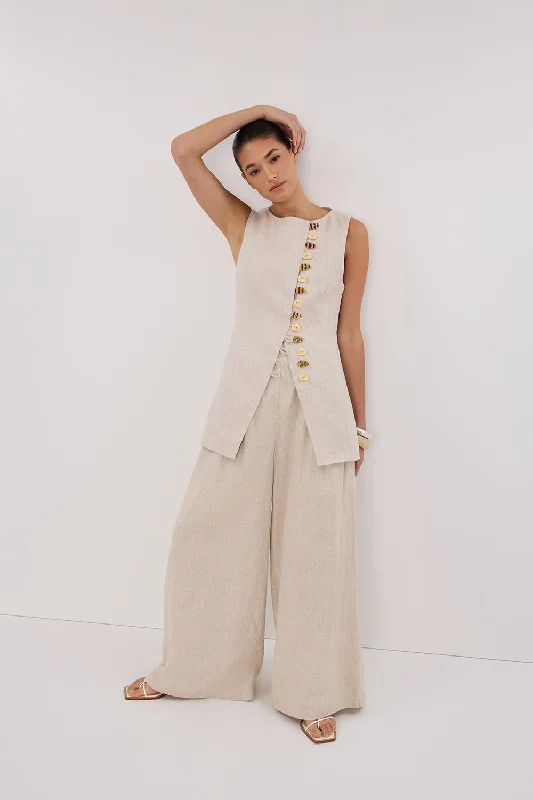 CODY NATURAL WIDE LINEN PANT