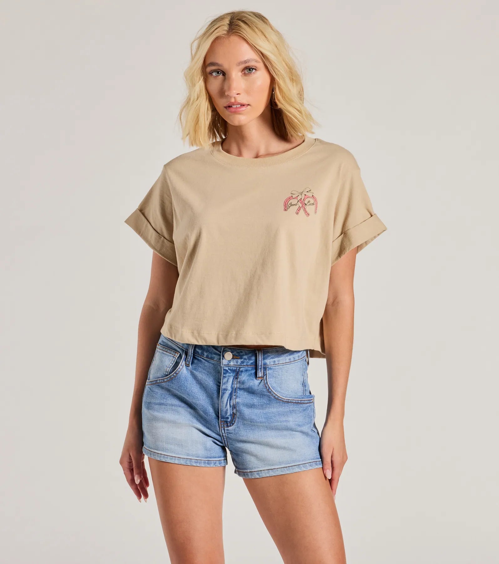 New Products Good Luck Crop Graphic Tee