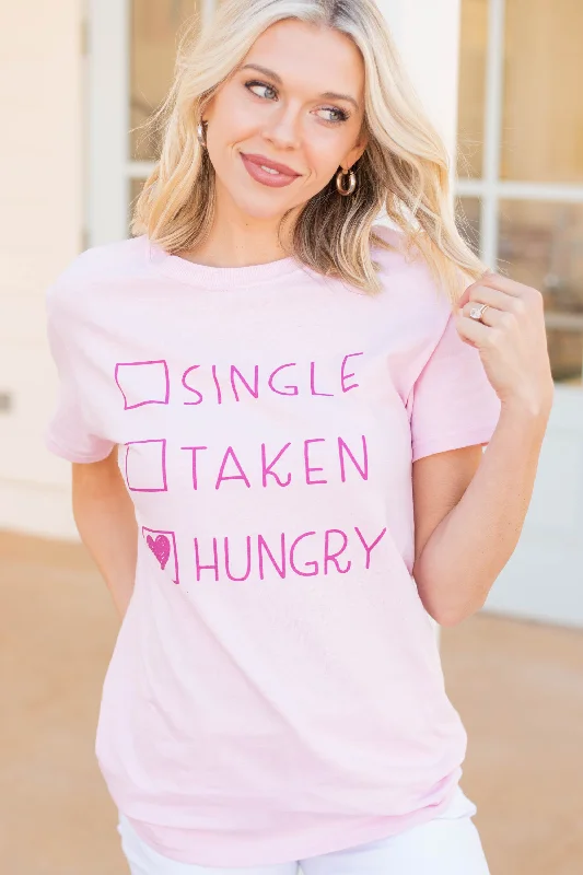 Leisure Travel Just Hungry Light Pink Graphic Tee