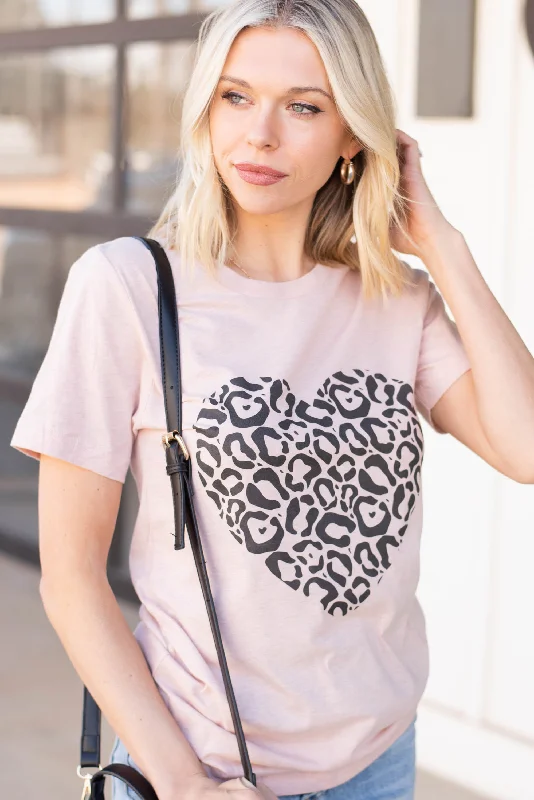 Sweet Girl Leopard Love Heather Peach Graphic Tee