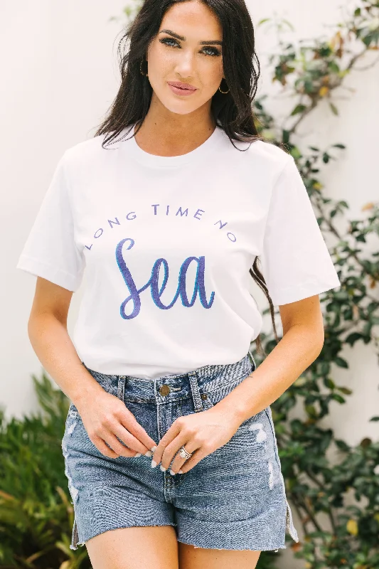 Advanced Customization Long Time No Sea White Graphic Tee