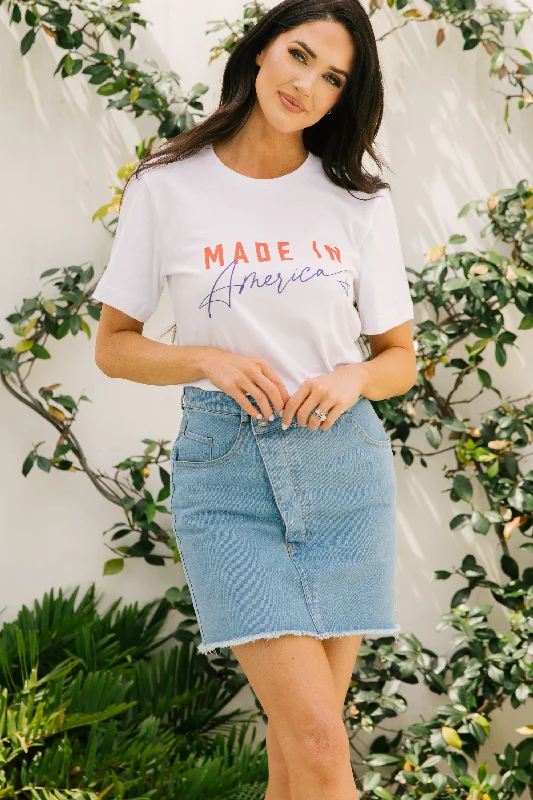 Knowledge And Elegance Made In America White Graphic Tee