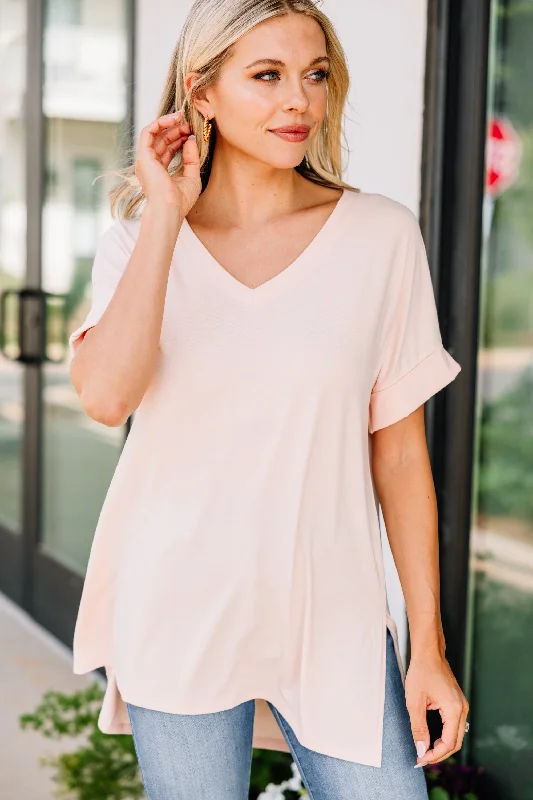 Make Your Life Easy Peach Pink V-neck Top