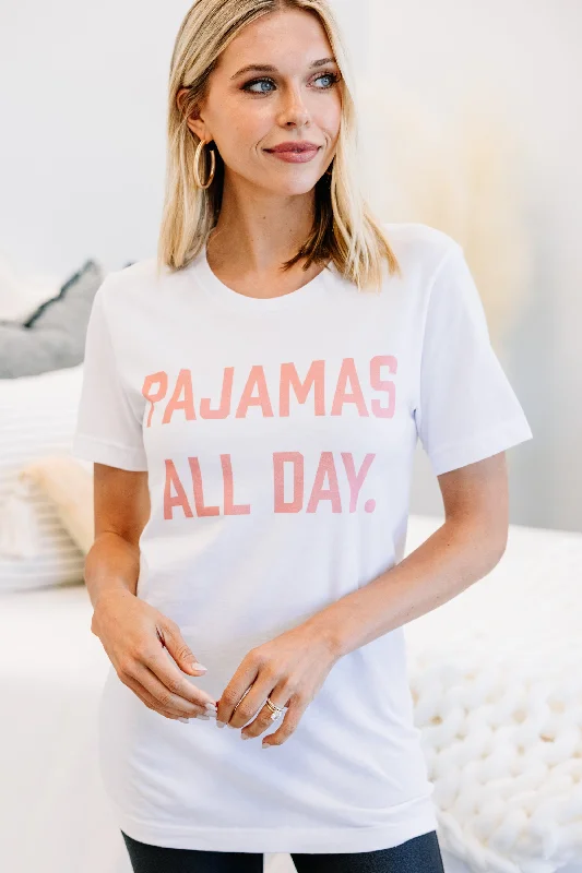 Thin Design Pajamas All Day White Graphic Tee