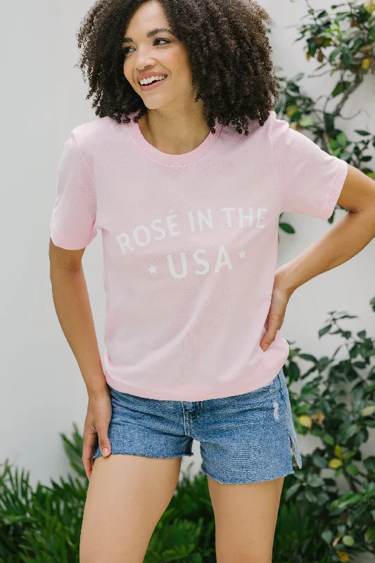 Slim Fit RosÃ© In The USA Baby Pink Graphic Tee