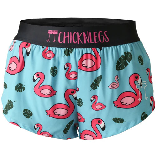 Women's Flamingos on Blue 1.5" Split Shorts (XXS-XL)